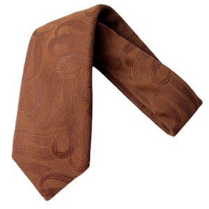 Vintage Lilly Dache Necktie Brown Embossed Swirls Men Accessories Neck Tie